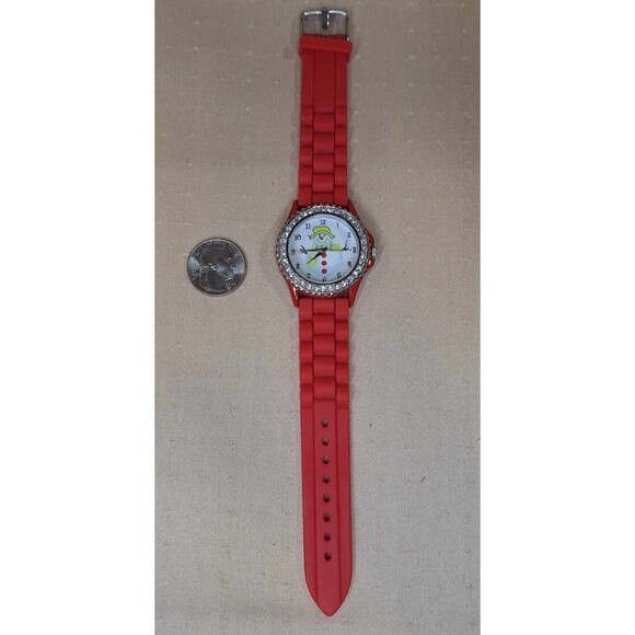 Silicone Holiday Geneva Watch with White Dial Red Band Snowman, XMas - Picture 5 of 6